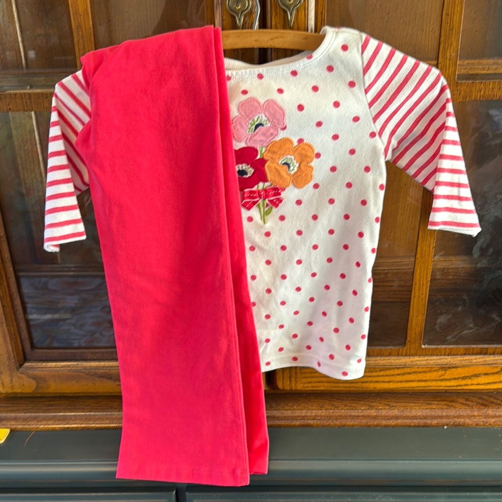 Gymboree Floral Polka Dot Top and Pink Pants Set